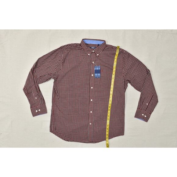 Izod Men's Red Gingham Wrinkle Free Stretch Long Sleeve Button Shirt Size L - Picture 3 of 8